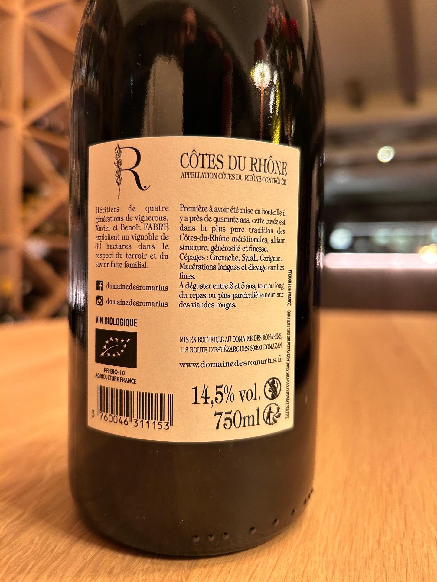 CÔTES DU RHÔNE AOC 2023 Domaine des Romarins Famille Fabre